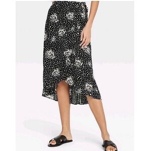 Knox Rose floral faux wrap midi skirt NWT